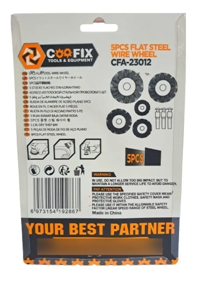 COOFIX JUEGO DE CEPILLOS CIRCULARES DE ACERO 5PZA 1/4 CFA-23011 - Imagen 2