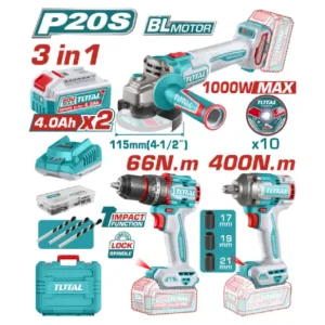 TOTAL JUEGO DE AMOLADORA, LLAVE Y ATORNILLADOR TOSLI241291